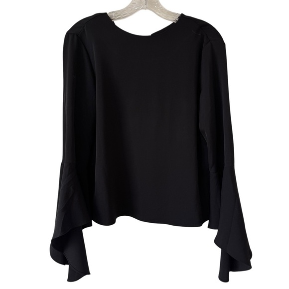 Carmen Marc Valvo Black Buttom Back Half Flare Sleeve Blouse - Picture 1 of 3